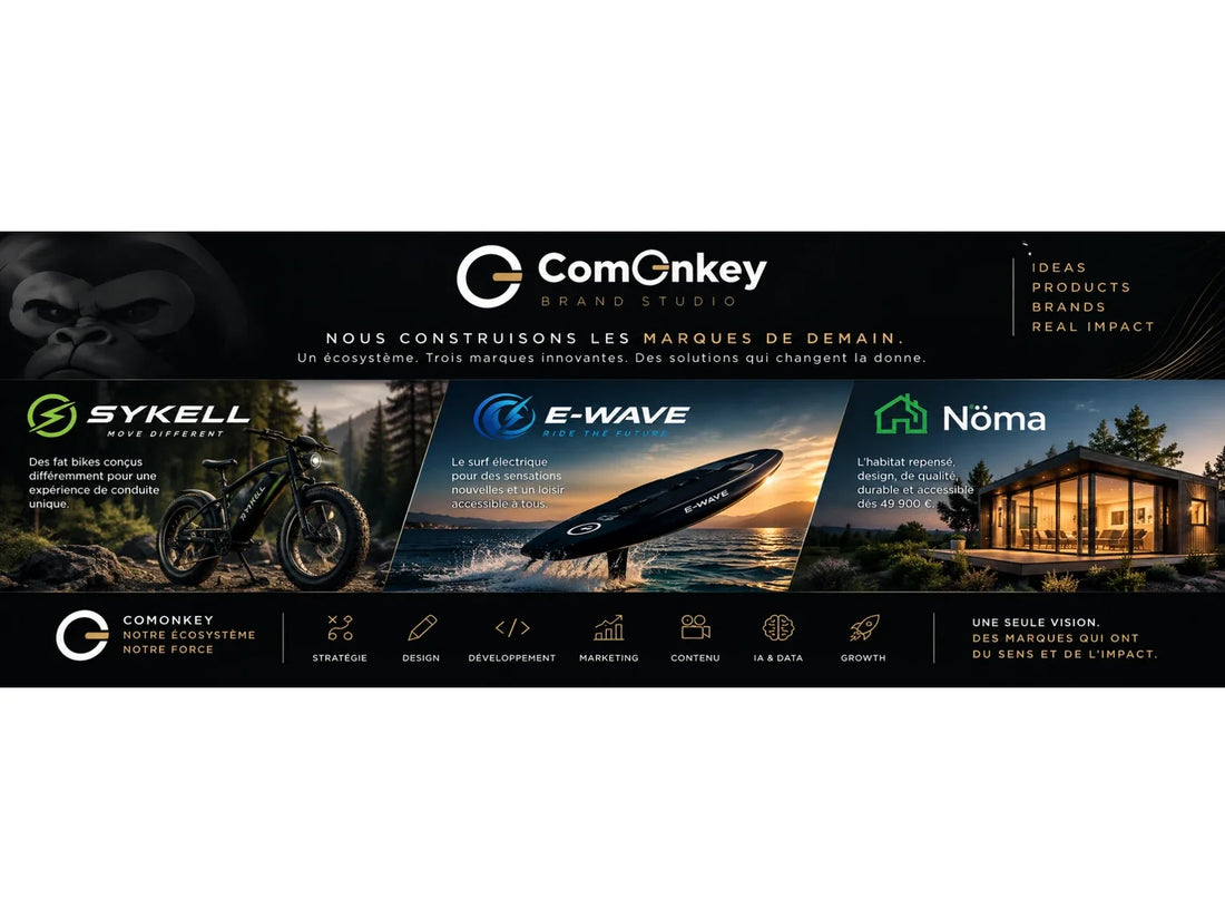 ComOnkey, studio de marques et écosystème entrepreneurial autour de Sykell, E-Wave, Nöma et Gécomo Beauty